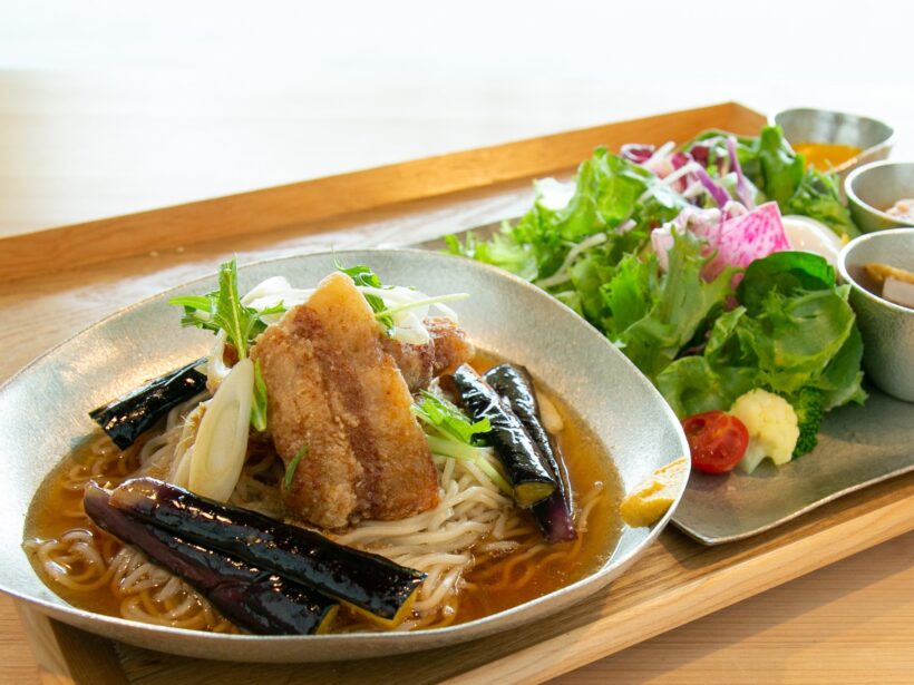 カリカリ豚肉とナスの冷やし麺セット